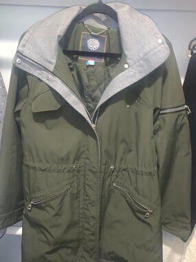 Vince Camuto Olive Utility Anorak Jacket Women’s XL Hooded Lightweight Coat